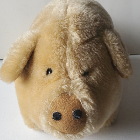 GEORGE-GOOD RARE FINE, STUFFED TOY PIGGY BANK. TAN - Picture 1 of 9